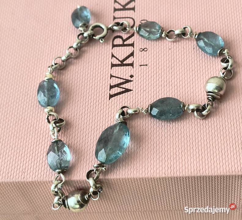 Bransoletka kamienie akwamaryn w srebrze Katowice
