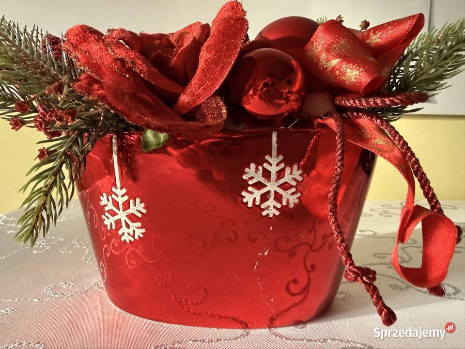 Stroik Bożonarodzeniowy Czerwony z Różami i czerwony Czerwionka-Leszczyny