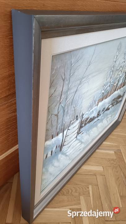 Piękny współczesny obraz Zima mazowieckie Warszawa