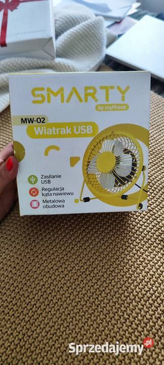 Nowy wiatrak USB Smarty MW02 żółty metalowy Wiatraki Kostrza