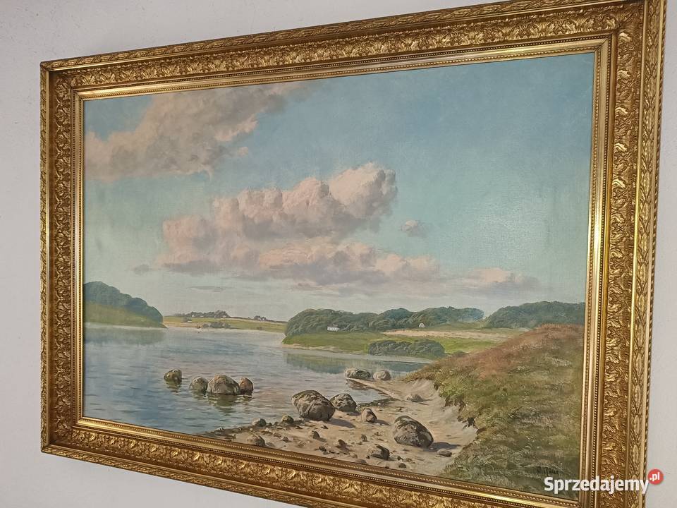 Obraz olejny na płótnie w pięknej ramie kujawsko-pomorskie Lipno