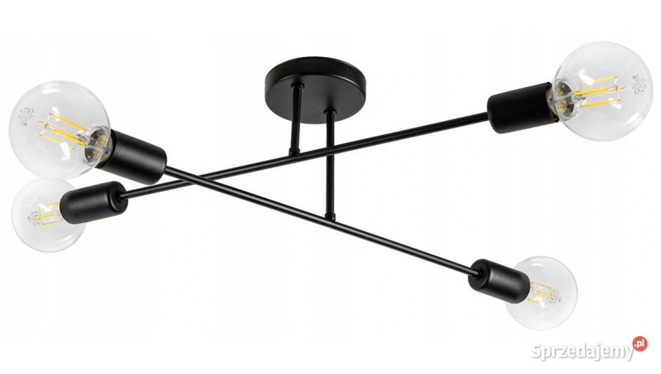 LAMPA SUFITOWA Czarna LOFT Edison 4ramienna Choroszcz