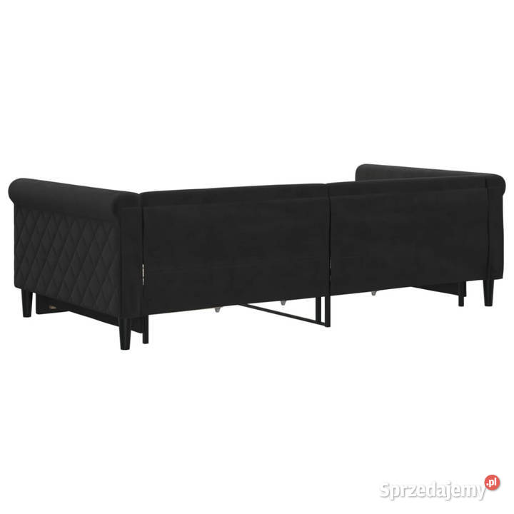 Sofa rozsuwana z szufladami czarna aksamit Meble sprzedam
