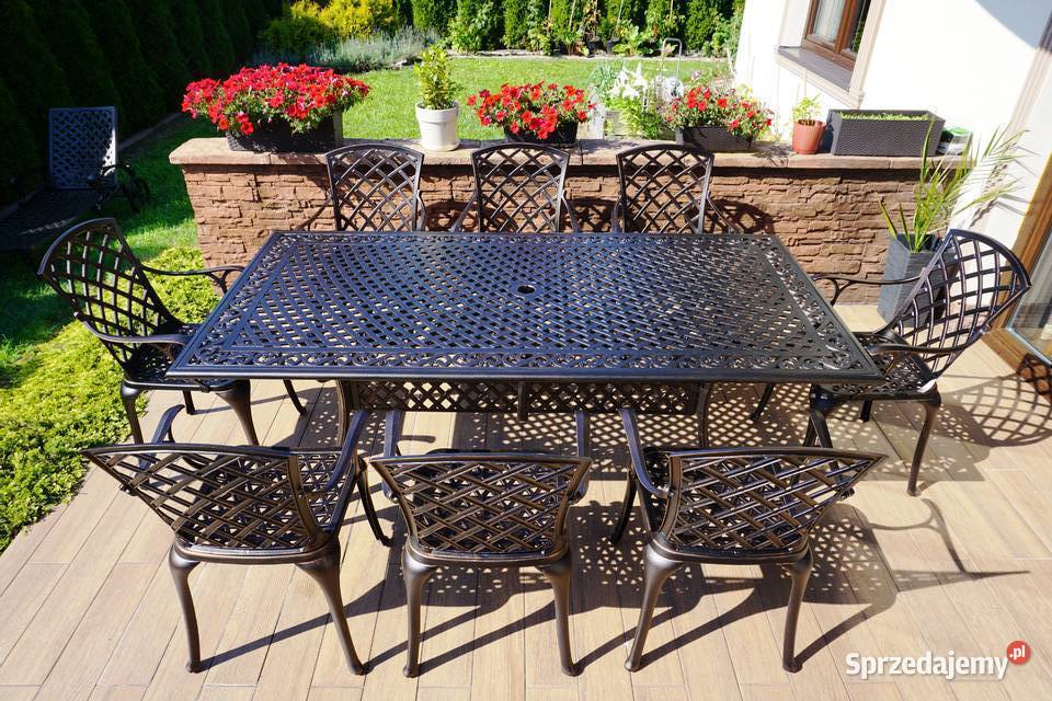 Meble ogrodowe aluminiowe komplet 8 osobowy 74cm Tarnów