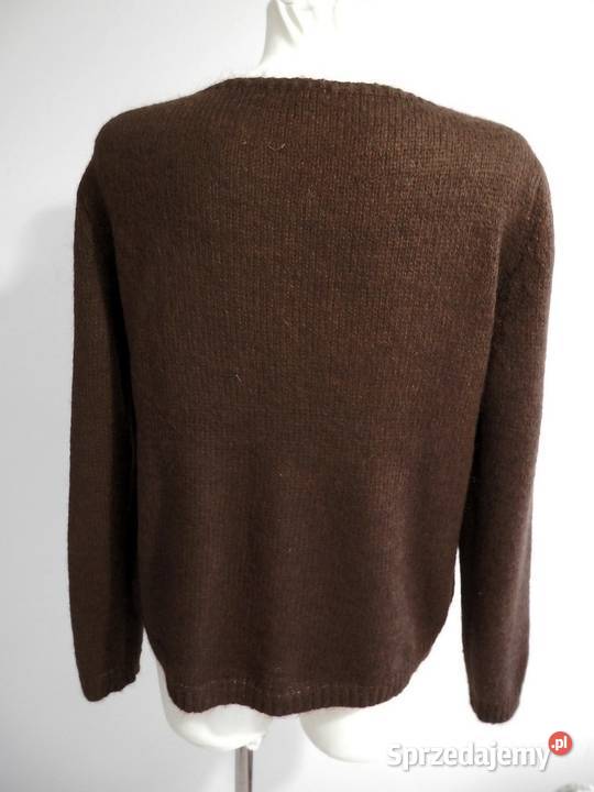 Sweter Wełniany Moherowy Czekoladowy Kolor Łomża