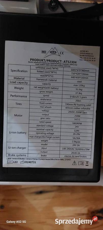 Wózek inwalidzki elektryczny Łuków sprzedam