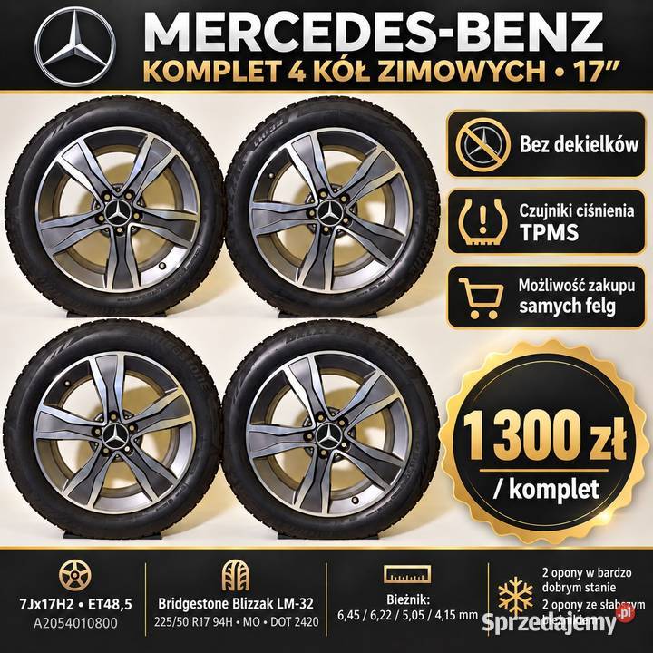 Mercedes felgi koła zimowe 17 A2054010800 22550 Koła dojazdowe Zgorzelec sprzedam