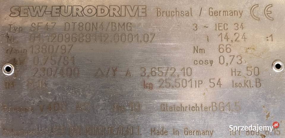 motoreduktor przekładnia 075kW 97obr 3fazowy Pigża