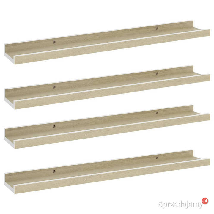 Półki ścienne 4 biel i dąb sonoma 60x9x3 mazowieckie Warszawa