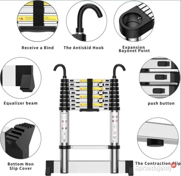 Nowa Aluminiowa Drabina Teleskopowa drabinka śląskie Poraj