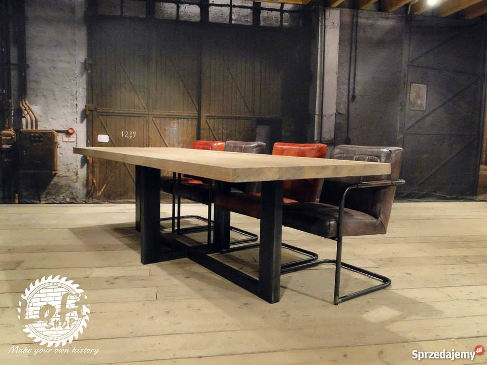 Stół loftowy industrialny ze stali i drewna Wrocław