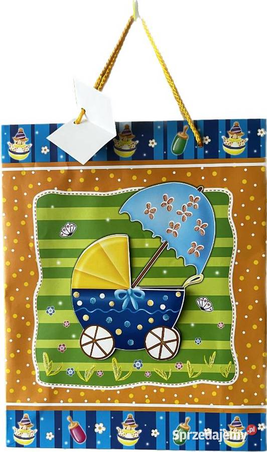 Kolorowa Torebka Prezentowa z Motywem Wózka Dom i Ogród Ostrowy nad Okszą