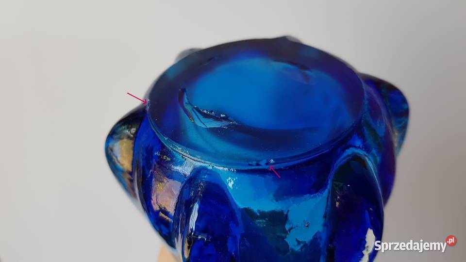 Szklany wazon kolorowe szkło vintage PRL Dąbrowa Górnicza
