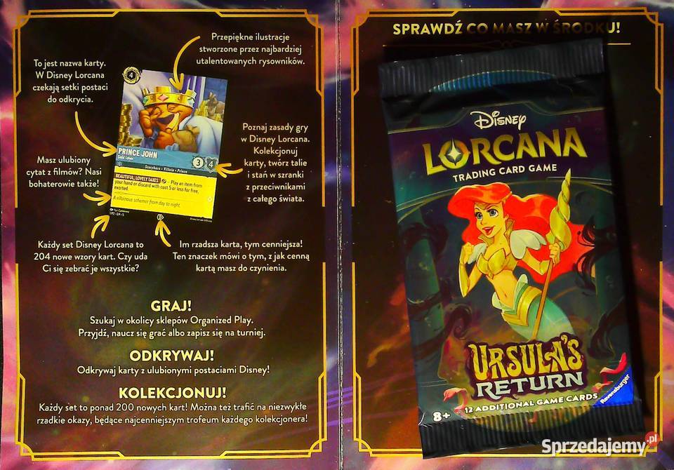 Zestaw 12 kart reklamowych do gry Disney Lorcana Kraków sprzedam