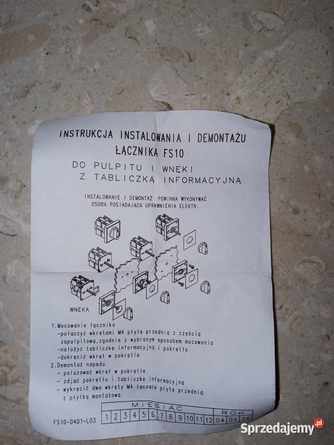 Łącznik sterowniczy FS 103661 P48 16 A Biznes i Przemysł Warszawa
