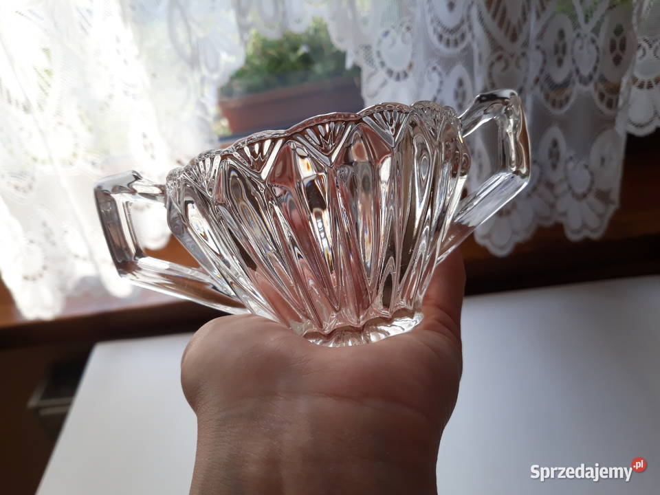 Zestaw Mlecznik cukiernica Ząbkowice szkło PRL Dąbrowa Górnicza