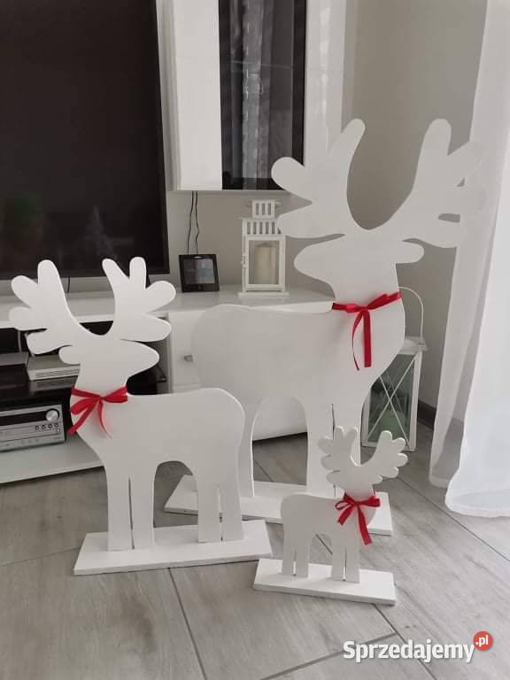 Renifery Świąteczne z drewna świąteczne ozdoby Pielgrzymowice