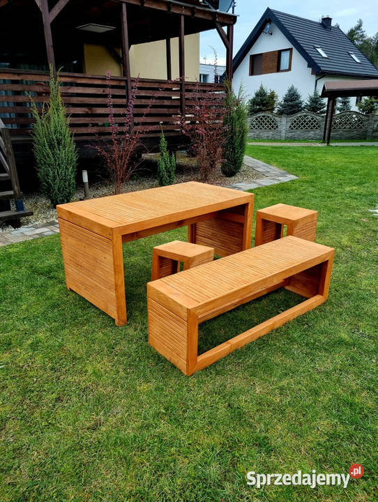 Meble ogrodowe drewniane tarasowe nieskładane sprzedam
