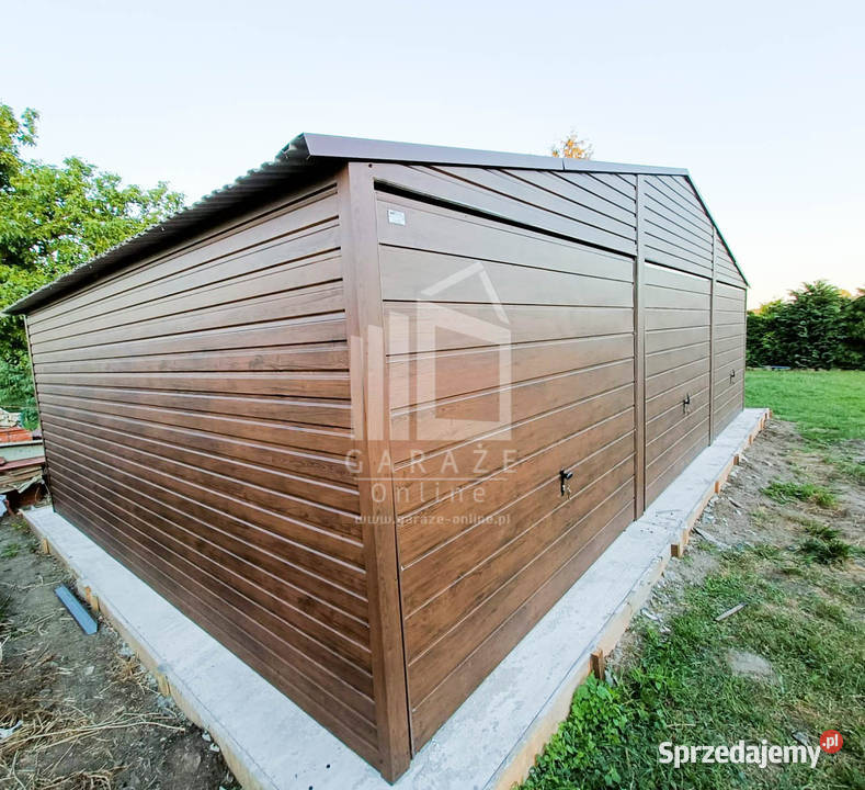 GARAŻ BLASZANY 9m x 6m dwuspad 3x Brama ciemny 38zł/m2 Łódź