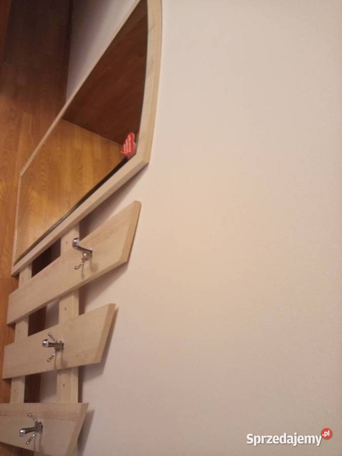 Lustro i wieszaki do przedpokoju szare drewno Pyrzyce