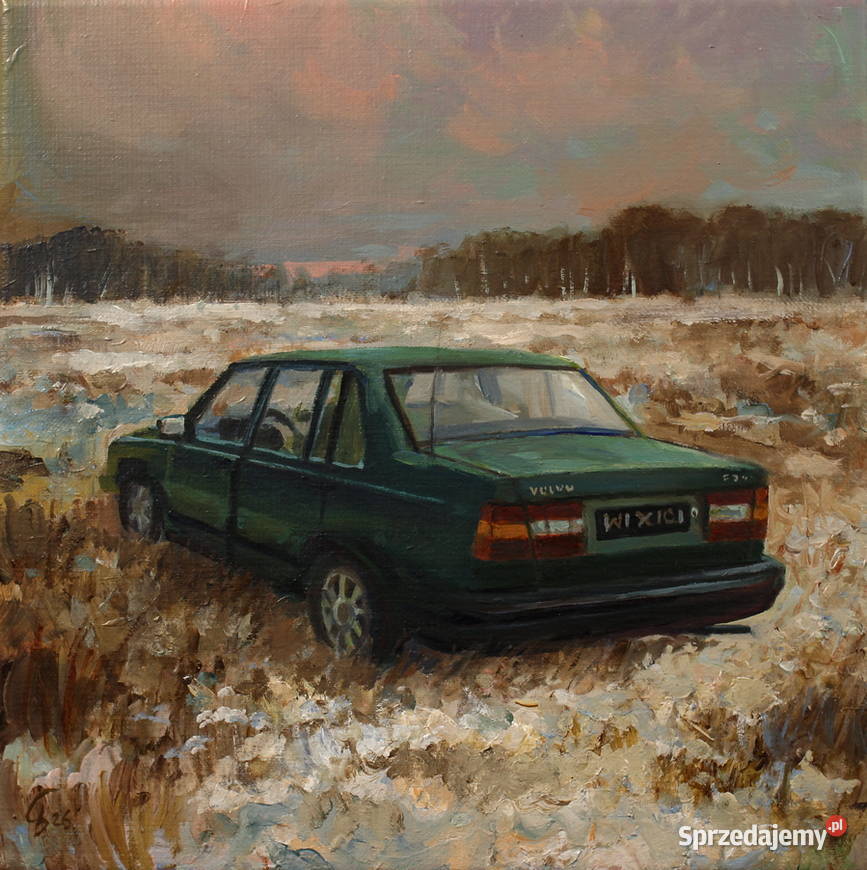 Obraz olejny z cyklu Wrosty Volvo 940 30x30 Malarstwo sprzedam