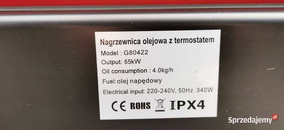 nagrzewnica olejowa GEKO z termostatem 65 kW śląskie Dąbrowa Górnicza