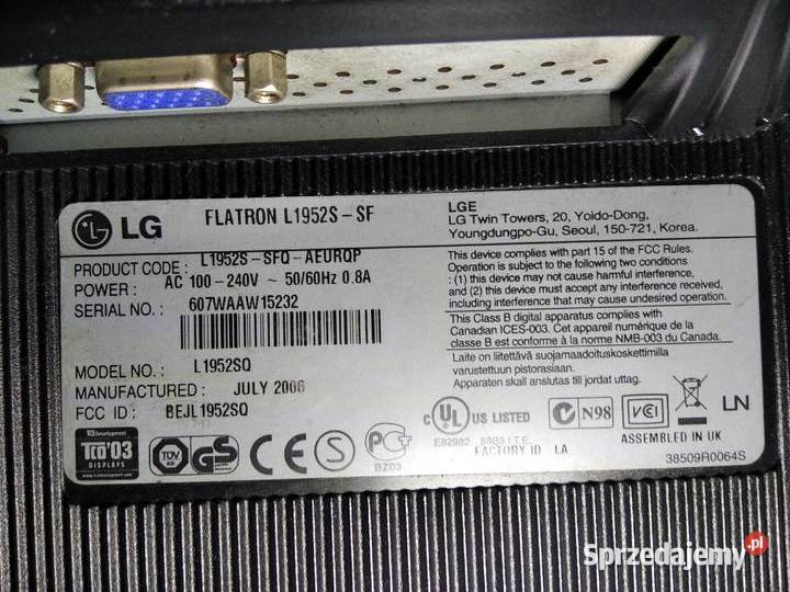 Monitor LG Flatron L1952S SF 19 Ostrów Mazowiecka