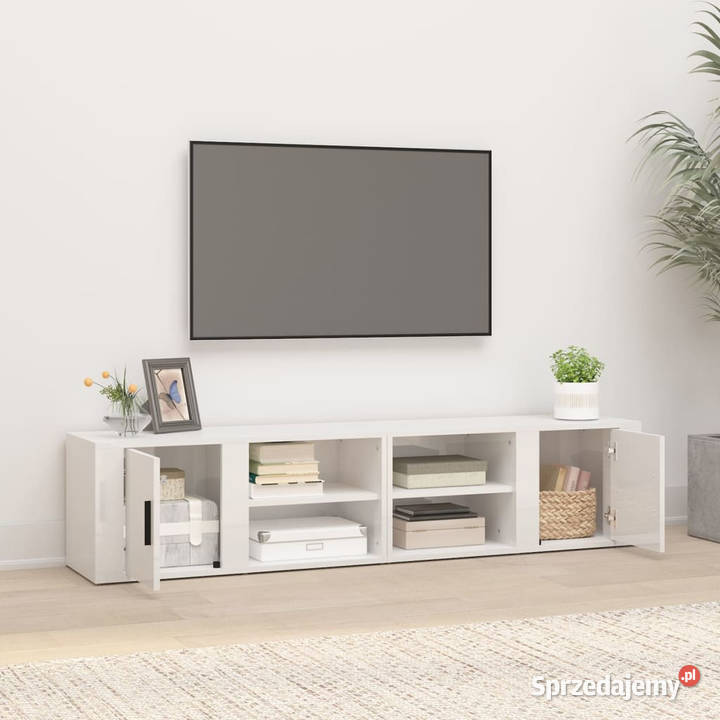 Szafki pod TV 2 białe wysoki połysk 80x315x36 mazowieckie