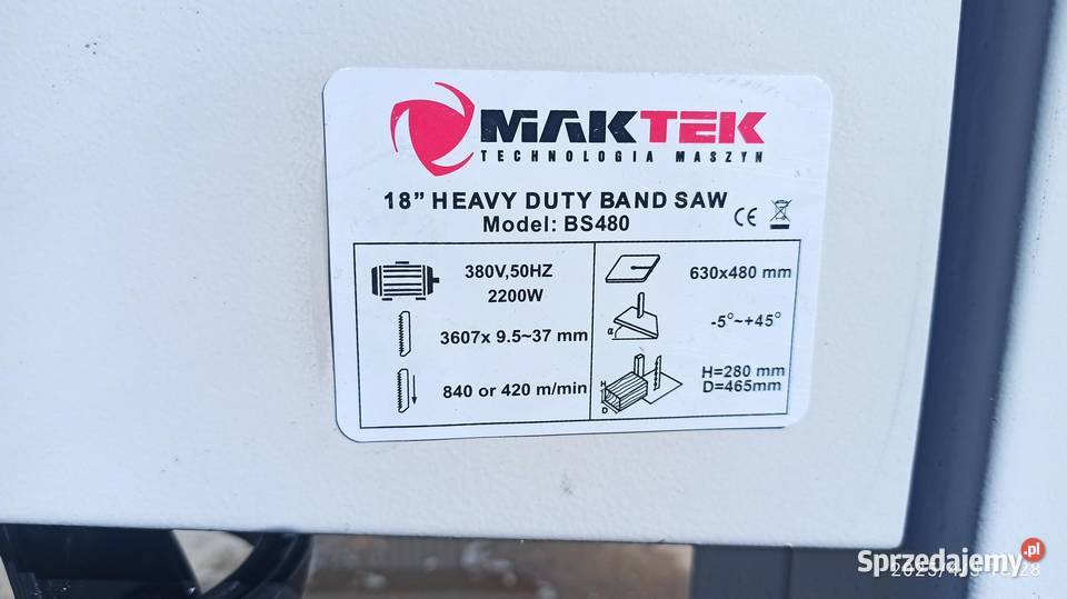 piła tasmowa do drewna Maktek BS 480 Produkcja lubuskie