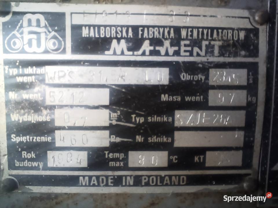 Wentylator przemysłowy Ostrołęka sprzedam