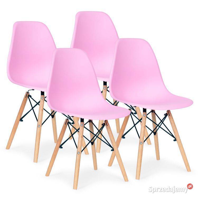 Zestaw czterech krzeseł do salonu jadalni Różowe Bielsk Podlaski