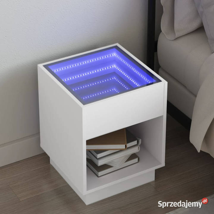 Stolik nocny z LED Infinity biały 40x40x50 Warszawa sprzedam
