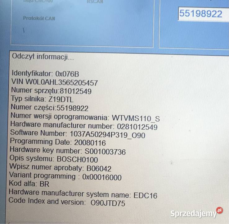 sterownik Opel Astra h z19dtl Pułtusk