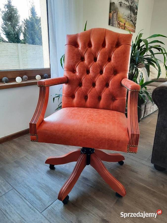Fotel biurowy Chesterfield Postarzana skóra Poznań