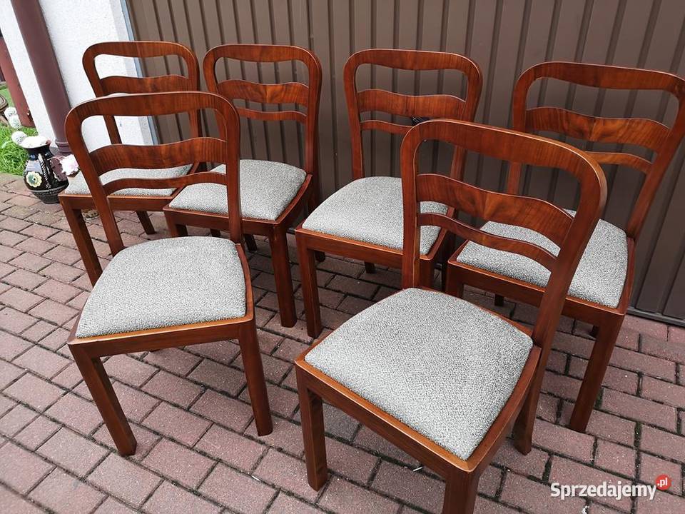 Krzesła ARTDECO OrzechBuk Stare Antyk Komplet 6 Swarzędz