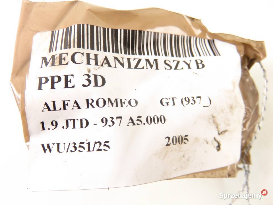 PODNOŚNIK SZYBY PRAWY ALFA ROMEO GT 606815920