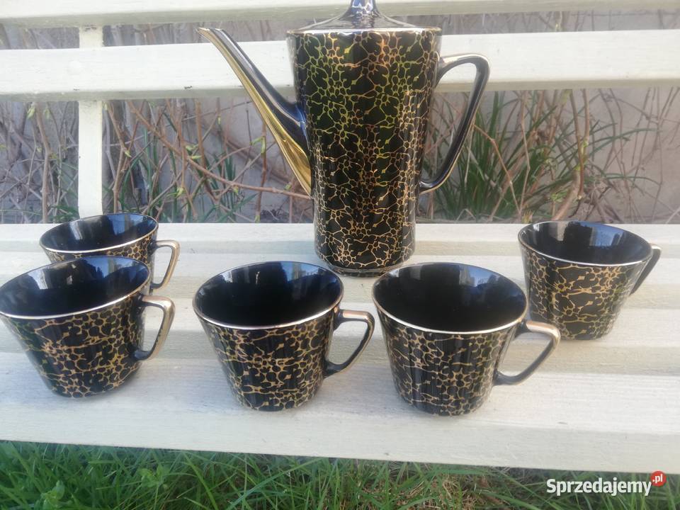 zestaw do herbaty kawy chodzież złoto czarny Koluszki