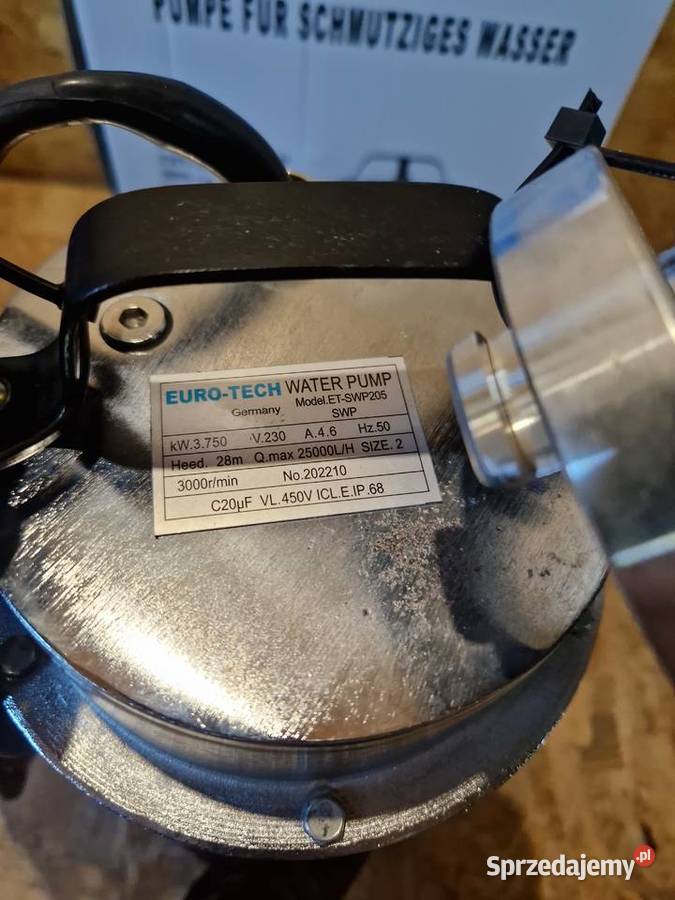 Pompa zatapialna Euro tech 3100W bez pływaka Elektryczne Głogowa