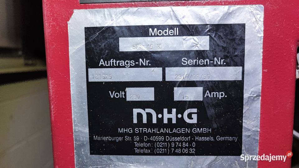 Piaskarka Kabinowa kabina do piaskowania MHG SMG Sucha Beskidzka