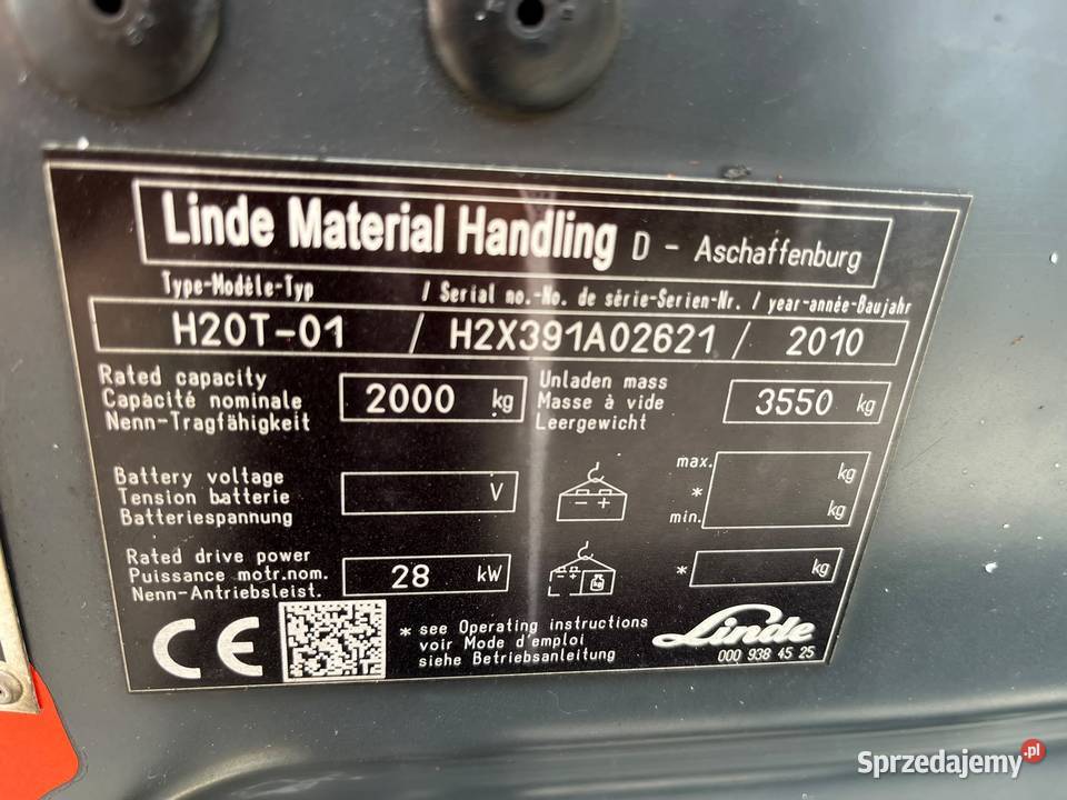 Wózek widłowy LINDE H20T duplex kabina 391 gaz małopolskie Brzeźnica