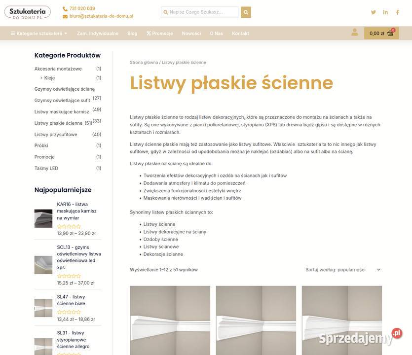 Sklep internetowy ze sztukaterią i z parkiem Sklep