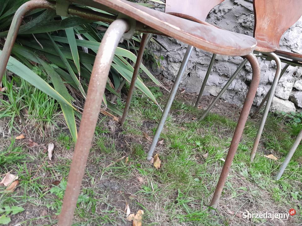Zestaw krzeseł krzesło stołowe chrom orzech Dąbrowa Górnicza