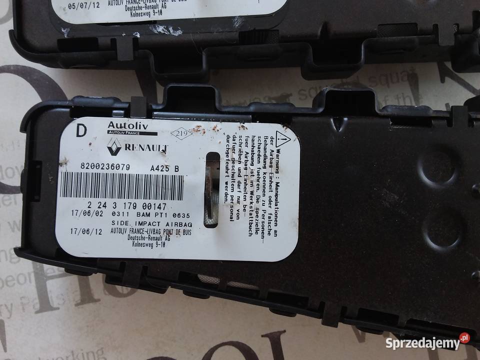 Airbag Fotela Prawa 8200236079 Lewa 8200236078 Gdańsk
