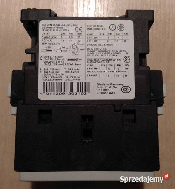 STYCZNIK SIEMENS SIRIUS 3RT10251A 75 kW 230V AC łódzkie Łódź sprzedam
