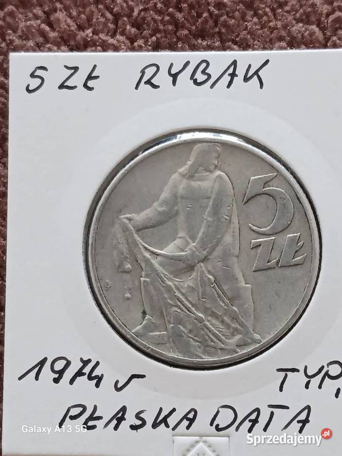 5 Złotych Rybak 1974 r płaska data rzadkość