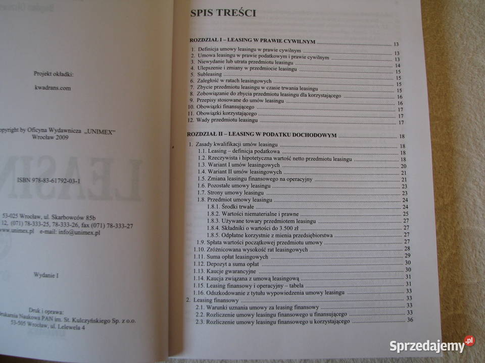 Leasing Bogdan Olszewski Dorota KosackaŁędzewicz Rok wydania 2009 Brzegi