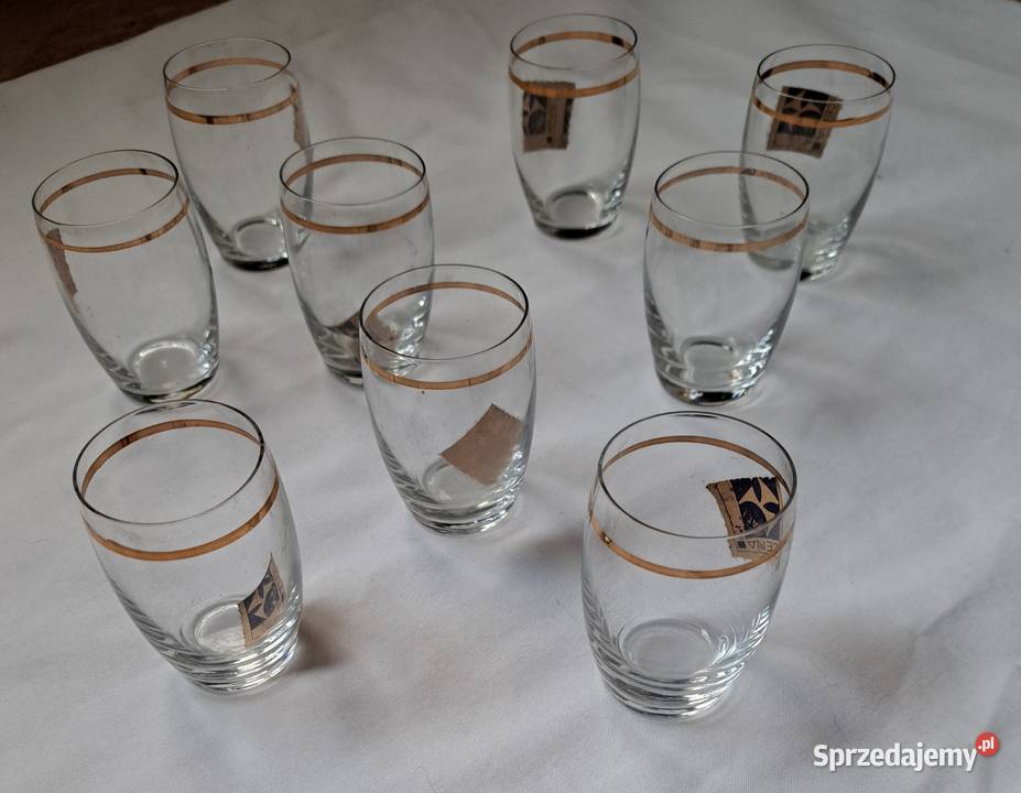 Kieliszki PRL małe 9 sztuk Porcelana i szkło Brzesko