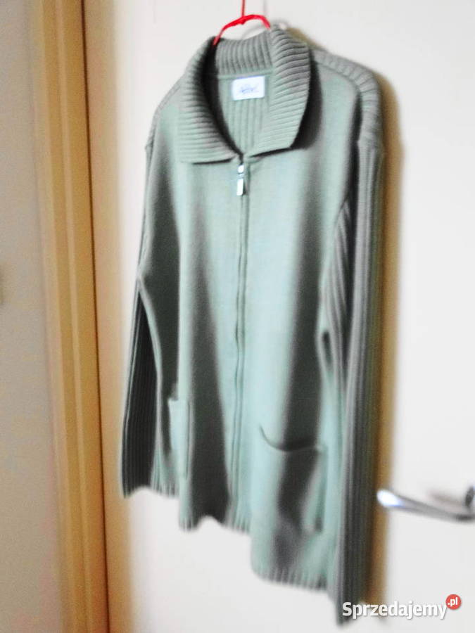 Oliwkowy kardigan 4042 na suwak 2 kieszenie Warszawa