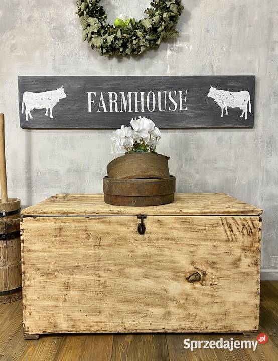 Szyld Farmhouse grafika krówki ręcznie malowany