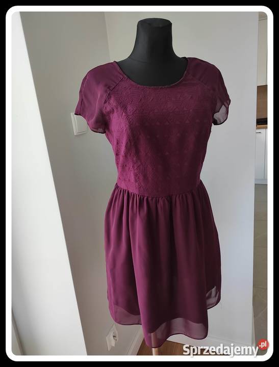 HM Burgundia sukienka 40 L piękny kolor rękawek Bez wzoru mazowieckie Płock